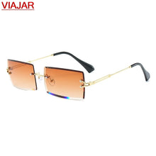 Load image into Gallery viewer, Rimless Rectangle Women&#39;s Sun glasses Shades 2023  Brand Brown Tinted Lens Sunglasses Women Men Summer Eyewear
