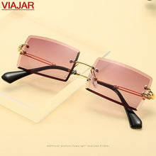 Load image into Gallery viewer, Rimless Rectangle Women&#39;s Sun glasses Shades 2023  Brand Brown Tinted Lens Sunglasses Women Men Summer Eyewear