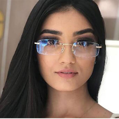 Rimless Rectangular Clear Lens Sunglasses Women Men Brand Designer UV400 Protection Small Shades zonnebril dames