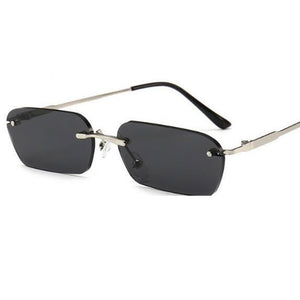 Rimless Rectangular Clear Lens Sunglasses Women Men Brand Designer UV400 Protection Small Shades zonnebril dames