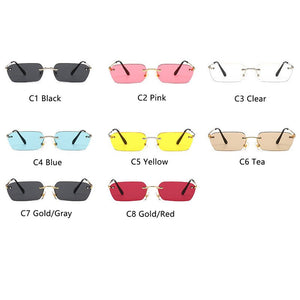 Rimless Rectangular Clear Lens Sunglasses Women Men Brand Designer UV400 Protection Small Shades zonnebril dames