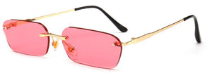 Rimless Rectangular Clear Lens Sunglasses Women Men Brand Designer UV400 Protection Small Shades zonnebril dames