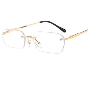 Rimless Rectangular Clear Lens Sunglasses Women Men Brand Designer UV400 Protection Small Shades zonnebril dames