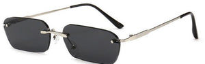 Rimless Rectangular Clear Lens Sunglasses Women Men Brand Designer UV400 Protection Small Shades zonnebril dames
