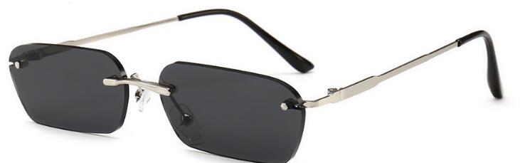 Rimless Rectangular Clear Lens Sunglasses Women Men Brand Designer UV400 Protection Small Shades zonnebril dames