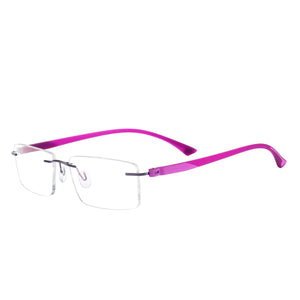 Rimless Rectangular Eyeglasses Men and Women Colorful Metal TR90 Glasses Frame For Prescription Lenses