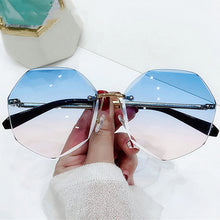 Load image into Gallery viewer, Rimless Round Sunglasses Women Brand Designer Frameless Polygon Sun Glasses Female Cutting Lens Gradient Oculos