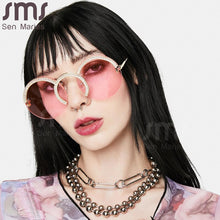 Load image into Gallery viewer, Rimless Round Sunglasses Women Punk Retro Small Sun Glasses Brand Designer Steampunk Eyeglasses Diamond Retro Eyewear