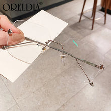 Load image into Gallery viewer, Rimless Square Flat Glasses Ladies Frame 2023 Latest Retro Oversized Glasses Elegant Female Glasses Can Wear Myopia Glasses