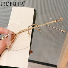 Load image into Gallery viewer, Rimless Square Flat Glasses Ladies Frame 2023 Latest Retro Oversized Glasses Elegant Female Glasses Can Wear Myopia Glasses