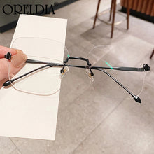 Load image into Gallery viewer, Rimless Square Flat Glasses Ladies Frame 2023 Latest Retro Oversized Glasses Elegant Female Glasses Can Wear Myopia Glasses