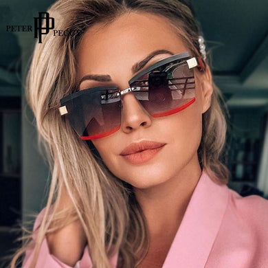 Rimless Square  Brand Designer Sunglasses Women Men Gradient Big Frames Sun Glasses Female Shades UV400 Vintage Glasses