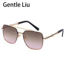 Load image into Gallery viewer, Rimless Square Sunglasses For Women  Designer Sun Glasses Men Double Beam Retro Metal Big Frame Eyeglasses UV400