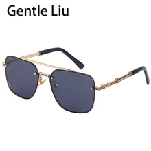 Load image into Gallery viewer, Rimless Square Sunglasses For Women  Designer Sun Glasses Men Double Beam Retro Metal Big Frame Eyeglasses UV400