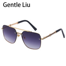 Load image into Gallery viewer, Rimless Square Sunglasses For Women  Designer Sun Glasses Men Double Beam Retro Metal Big Frame Eyeglasses UV400
