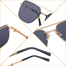 Load image into Gallery viewer, Rimless Square Sunglasses For Women  Designer Sun Glasses Men Double Beam Retro Metal Big Frame Eyeglasses UV400