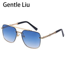 Load image into Gallery viewer, Rimless Square Sunglasses For Women  Designer Sun Glasses Men Double Beam Retro Metal Big Frame Eyeglasses UV400