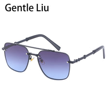 Load image into Gallery viewer, Rimless Square Sunglasses For Women  Designer Sun Glasses Men Double Beam Retro Metal Big Frame Eyeglasses UV400