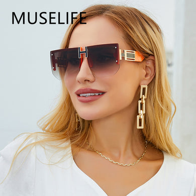 Rimless Square Sunglasses Women 2023  Brand Designer Vintage Frameless Sun Glasses For Men Flat Top Shades Eyewear
