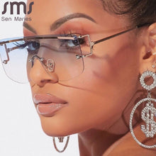 Load image into Gallery viewer, Rimless Square Sunglasses Women Retro One Piece Sun Glasses Female Brand Designer Transparent Goggle Glasses Ladies