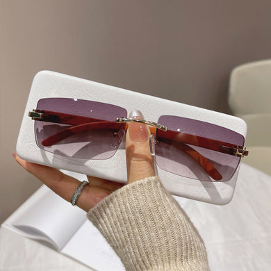 Rimless Sunglasses For Men Women Wooden Pattern  Brand Retro Sun Glasses Shades UV400 Travel Outdoor gafas de sol