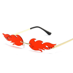 Rimless Sunglasses Interesting Flame Shape Colorful Ocean The Beach Adult  Travel Essentials Shade The Sun Accessories
