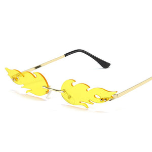 Rimless Sunglasses Interesting Flame Shape Colorful Ocean The Beach Adult  Travel Essentials Shade The Sun Accessories