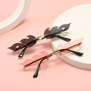 Rimless Sunglasses Interesting Flame Shape Colorful Ocean The Beach Adult  Travel Essentials Shade The Sun Accessories