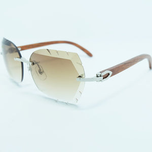Occhiali da sole senza montatura Occhiali da sole oversize da uomo di lusso a dente di sega Carter Designer Tonalità di legno e metallo per le donne Occhiali con taglio appassionato