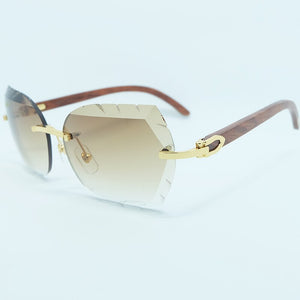 Occhiali da sole senza montatura Occhiali da sole oversize da uomo di lusso a dente di sega Carter Designer Tonalità di legno e metallo per le donne Occhiali con taglio appassionato