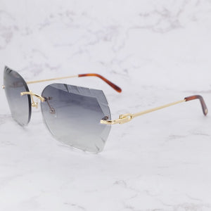 Occhiali da sole senza montatura Occhiali da sole oversize da uomo di lusso a dente di sega Carter Designer Tonalità di legno e metallo per le donne Occhiali con taglio appassionato