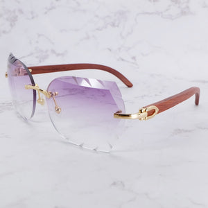 Occhiali da sole senza montatura Occhiali da sole oversize da uomo di lusso a dente di sega Carter Designer Tonalità di legno e metallo per le donne Occhiali con taglio appassionato