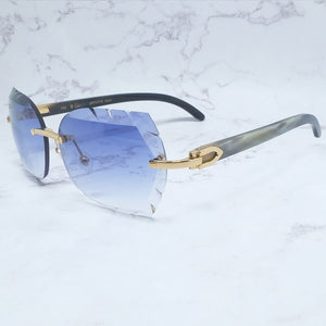 Occhiali da sole senza montatura Occhiali da sole oversize da uomo di lusso a dente di sega Carter Designer Tonalità di legno e metallo per le donne Occhiali con taglio appassionato