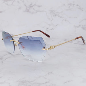 Occhiali da sole senza montatura Occhiali da sole oversize da uomo di lusso a dente di sega Carter Designer Tonalità di legno e metallo per le donne Occhiali con taglio appassionato