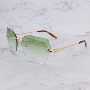 Occhiali da sole senza montatura Occhiali da sole oversize da uomo di lusso a dente di sega Carter Designer Tonalità di legno e metallo per le donne Occhiali con taglio appassionato