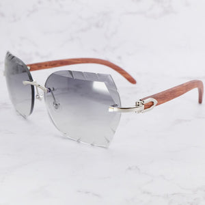 Occhiali da sole senza montatura Occhiali da sole oversize da uomo di lusso a dente di sega Carter Designer Tonalità di legno e metallo per le donne Occhiali con taglio appassionato