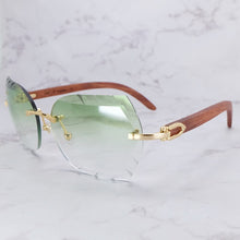 Carica l&#39;immagine nel visualizzatore di Gallery, Occhiali da sole senza montatura Occhiali da sole oversize da uomo di lusso a dente di sega Carter Designer Tonalità di legno e metallo per le donne Occhiali con taglio appassionato