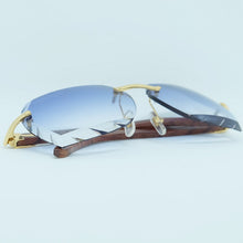 Carica l&#39;immagine nel visualizzatore di Gallery, Occhiali da sole senza montatura Occhiali da sole oversize da uomo di lusso a dente di sega Carter Designer Tonalità di legno e metallo per le donne Occhiali con taglio appassionato