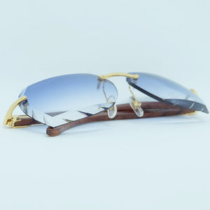 Occhiali da sole senza montatura Occhiali da sole oversize da uomo di lusso a dente di sega Carter Designer Tonalità di legno e metallo per le donne Occhiali con taglio appassionato