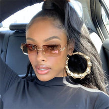 Load image into Gallery viewer, Rimless Sunglasses Rectangle  Popular Women Men Shades  Small Square Sun Glasses For Female Summer Traveling Brown