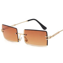 Load image into Gallery viewer, Rimless Sunglasses Rectangle  Popular Women Men Shades  Small Square Sun Glasses For Female Summer Traveling Brown