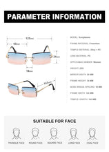 Load image into Gallery viewer, Rimless Sunglasses Rectangle  Popular Women Men Shades  Small Square Sun Glasses For Female Summer Traveling Brown