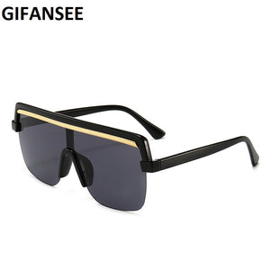 Rimless Sunglasses Square Women Men Oversize 2023 Retro Brand Design Flat Top Rectangle Eyewear UV400 Big Shades Oculos Female