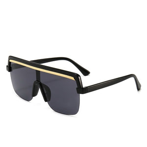 Rimless Sunglasses Square Women Men Oversize 2023 Retro Brand Design Flat Top Rectangle Eyewear UV400 Big Shades Oculos Female