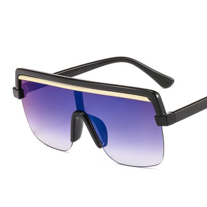 Rimless Sunglasses Square Women Men Oversize 2023 Retro Brand Design Flat Top Rectangle Eyewear UV400 Big Shades Oculos Female