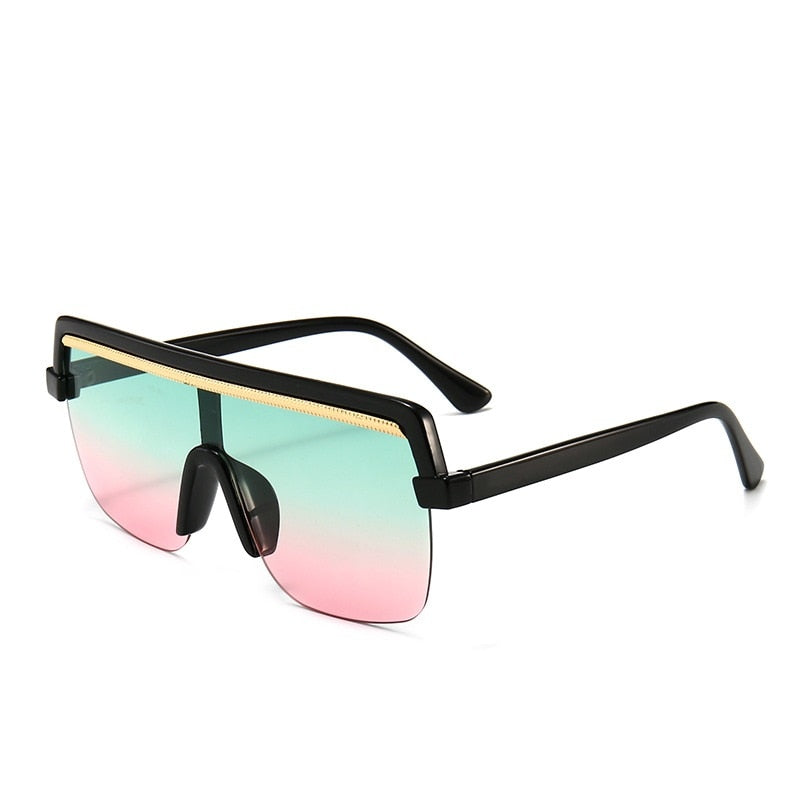 Rimless Sunglasses Square Women Men Oversize 2023 Retro Brand Design Flat Top Rectangle Eyewear UV400 Big Shades Oculos Female