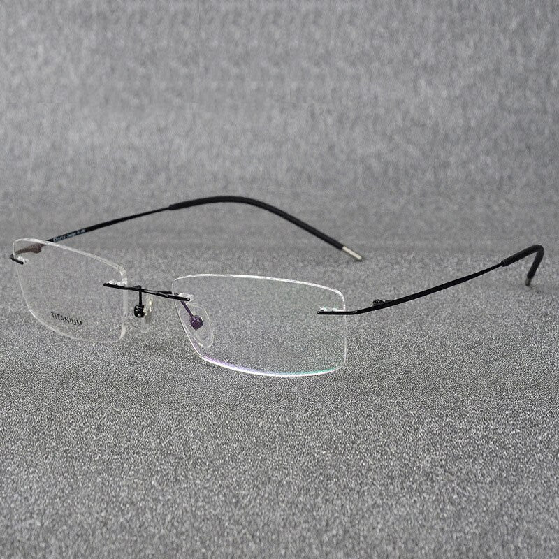 Rimless Titanium Eyeglasses Frame Super Lightweighted Flexible Titanium Alloy Temple Legs Optical Glasses Spectacles