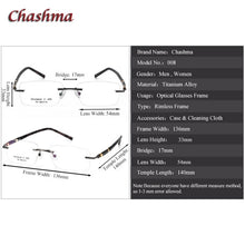 Load image into Gallery viewer, Rimless Titanium Stainless Eyeglasses Men Ochelari Glasses Myopic Glasses Frame Optical Eyewear Prescription Glasses Frame
