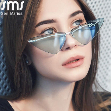 Rimless Women Sunglasses 2023 Cat Eye Sun Glasses Female  Brand Designer Vintage Sunglasses  Gafas De Sol