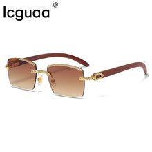 Load image into Gallery viewer, Rimless Wood Sunglasses Sqaure 2023 Crystal Popular Women Men Shades Small Sun Glasses For Female  Gafas De Sol Hombre